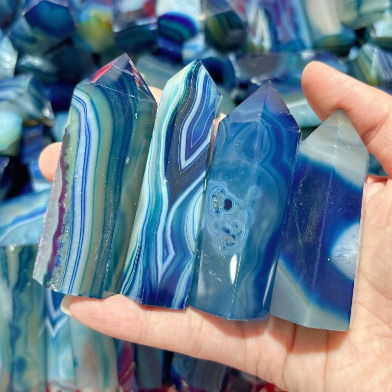 Blue Dyed Agate Tower Point Wholesale - Wholesale Crystals