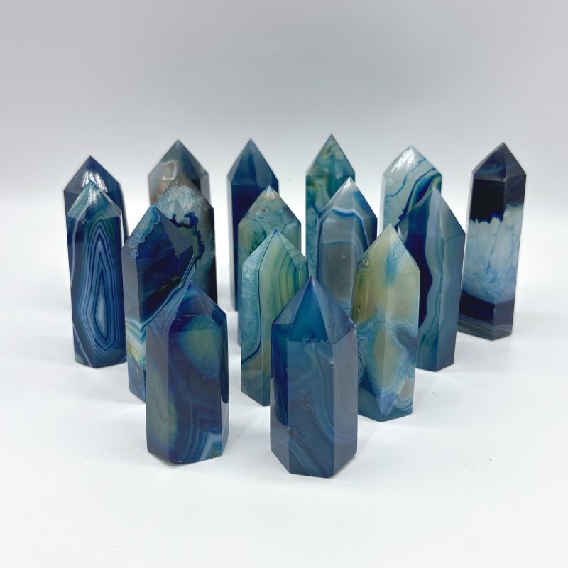 Blue Dyed Agate Tower Point Wholesale - Wholesale Crystals