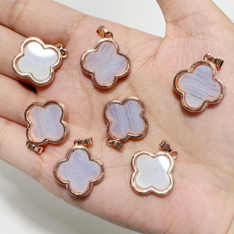 Blue Lace Agate Four Leaf Clover Pendant Wholesale - Wholesale Crystals