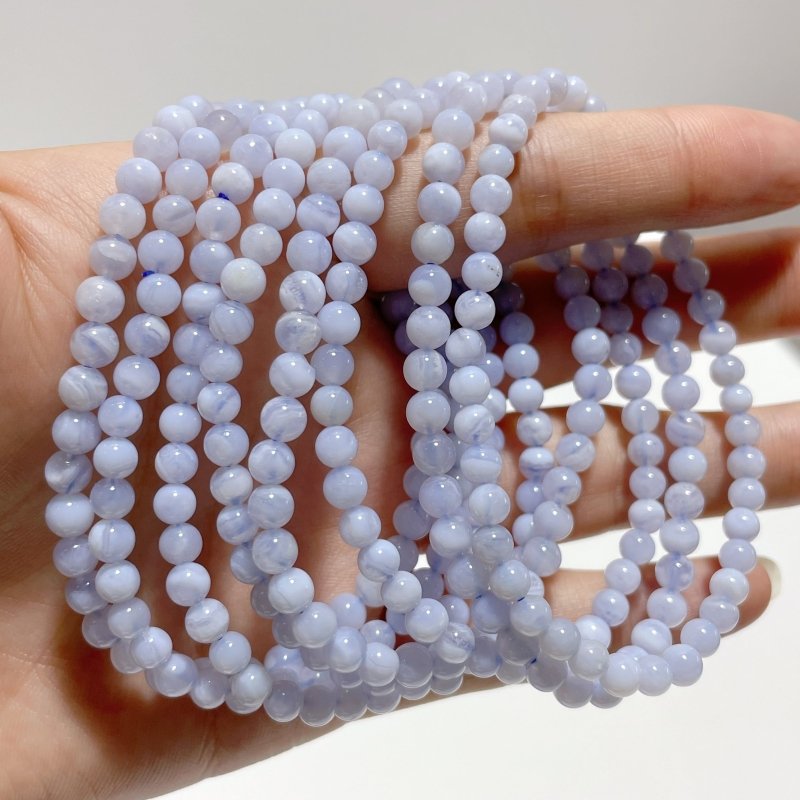 Blue Lace Agate Mini 4MM Beads Bracelet Wholesale - Wholesale Crystals