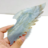 Blue Onyx Demon And Angel Wing Carving With Stand Ornament - Wholesale Crystals