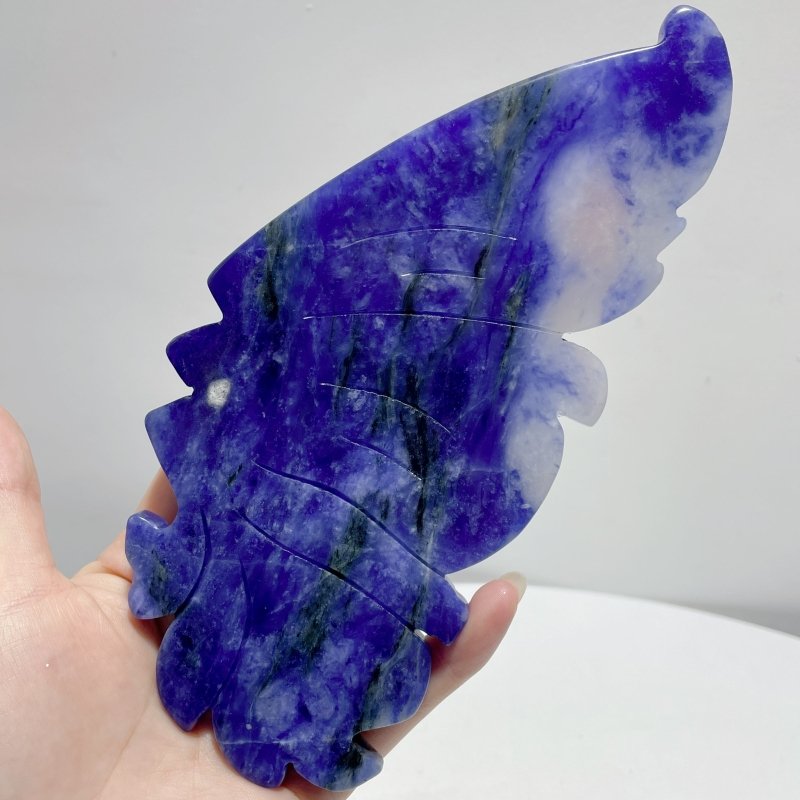 Blue Sodalite Butterfly Wing Carving With Stand - Wholesale Crystals