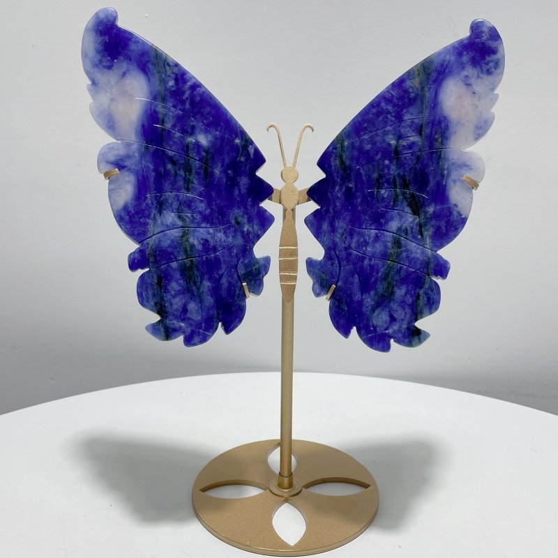 Blue Sodalite Butterfly Wing Carving With Stand - Wholesale Crystals