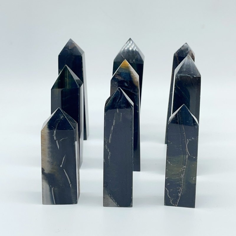 Blue Tiger Eye Four-Sided Tower Points Wholesale -Wholesale Crystals