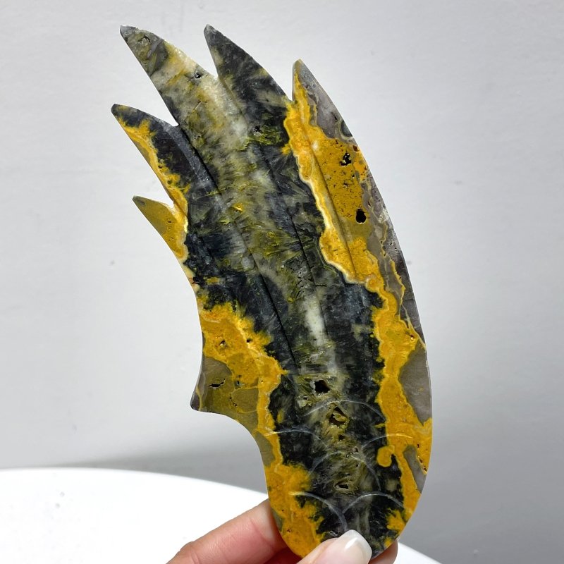 Bumble Bee Stone Jasper Angel Wing Carving With Stand - Wholesale Crystals