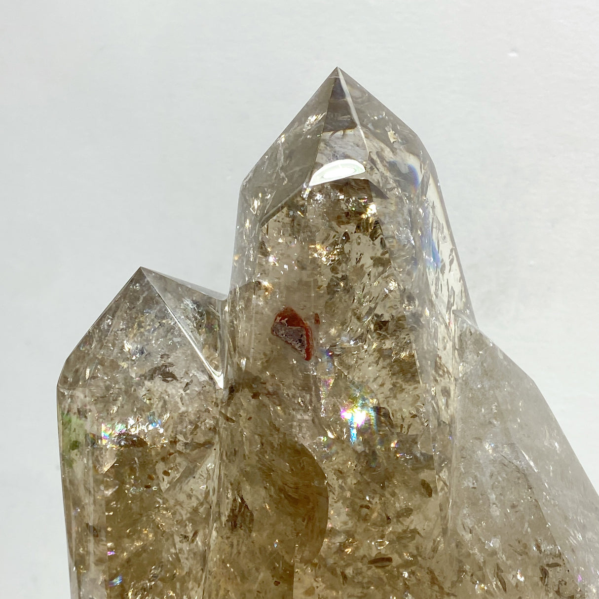 Unique Smoky Quartz Point With Rainbow With Stand