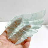 Unique Green Fluorite Heart Wing Carving With Stand