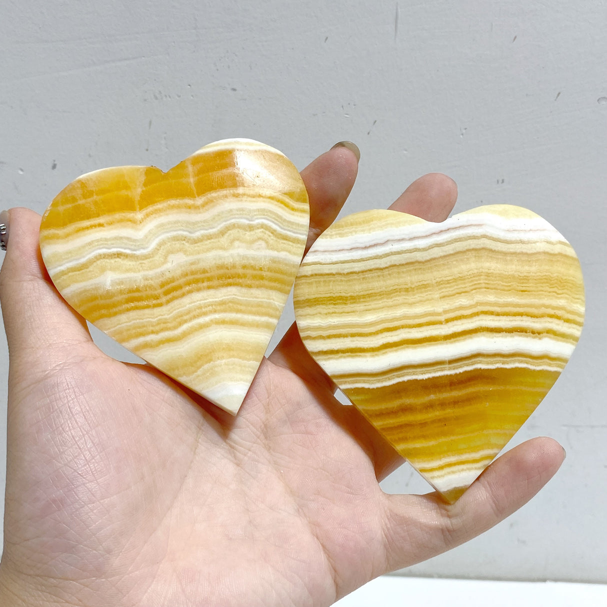 Stripe Yellow Calcite Heart Wholesale