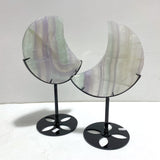 4 Pieces Large Fluorite Moon Carving With Stand
