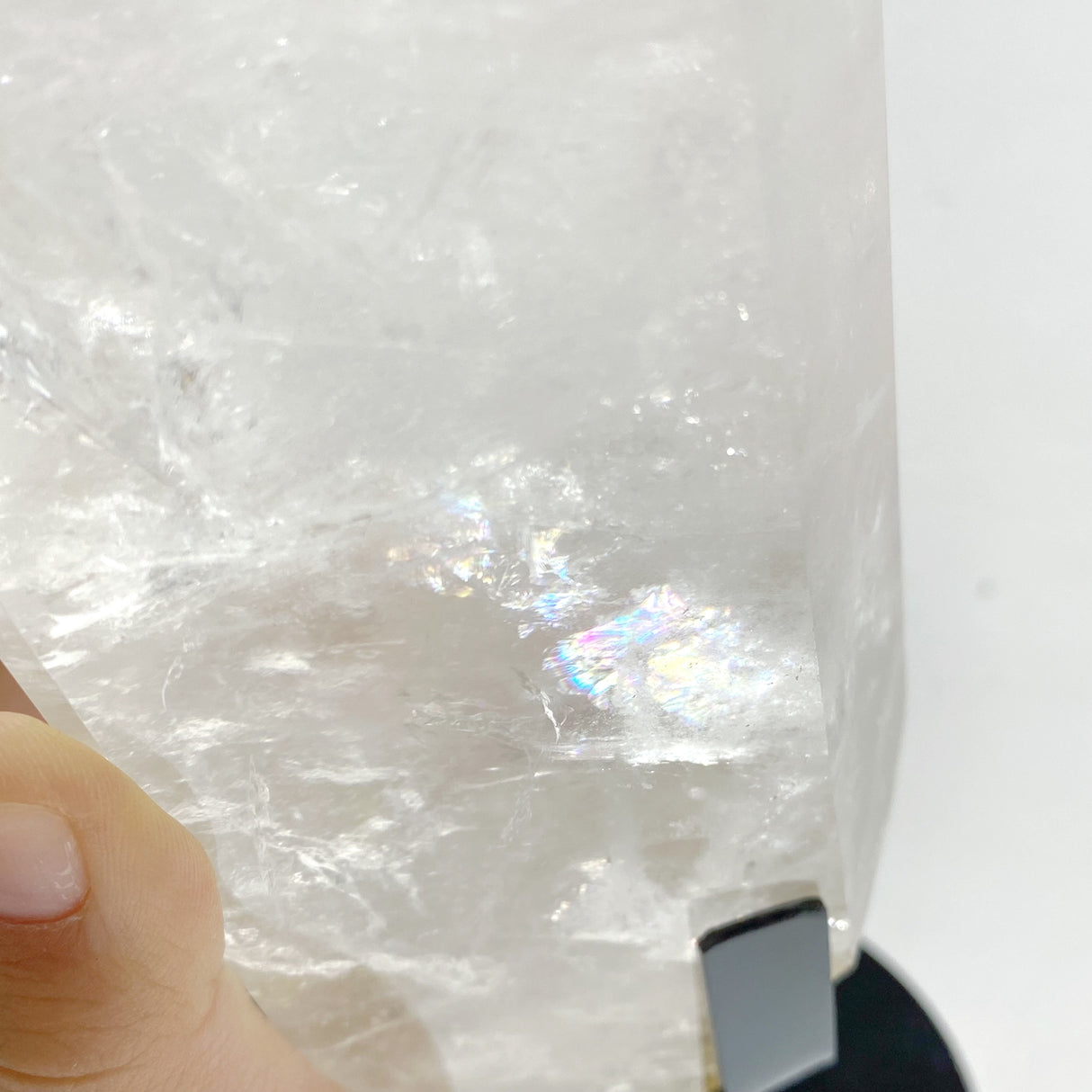 Large Clear Quartz Point Raw Bottom With Stand