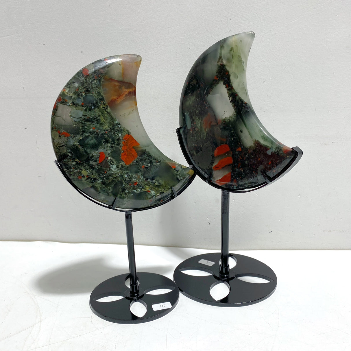 5 Pieces Large Africa Blood Stone Moon Carving With Stand