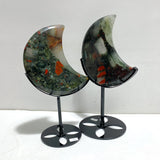 5 Pieces Large Africa Blood Stone Moon Carving With Stand