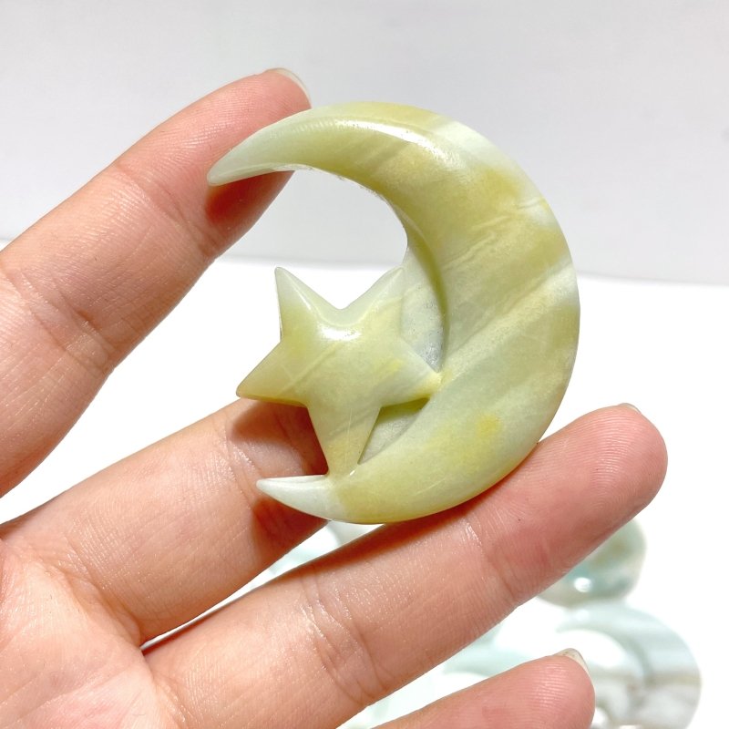 Caribbean Calcite Star Moon Carving Wholesale - Wholesale Crystals