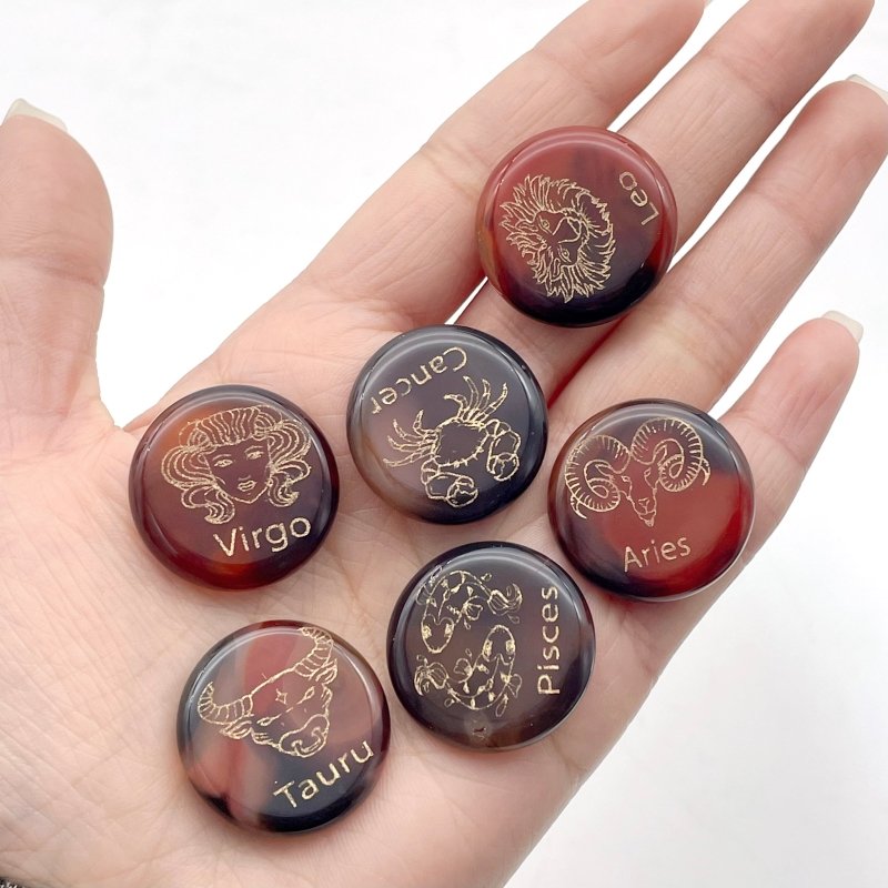 Carnelian 12 Zodiac Small Round Slices DIY Accessories - Wholesale Crystals