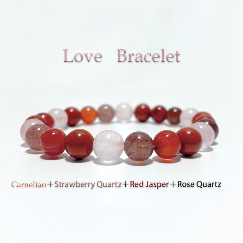 Carnelian Strawberry Quartz Red Jasper Rose Quartz Bracelet Wholesale - Wholesale Crystals