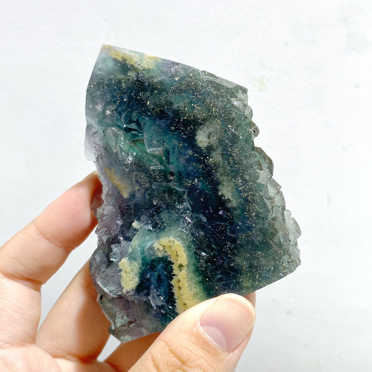 17 Pieces Blue Fluorite Mixed Pyrite Raw Side Tower Point