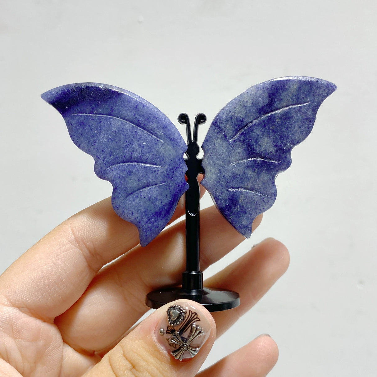 Small Blue Aventurine Butterfly Carving With Stand Wholesale