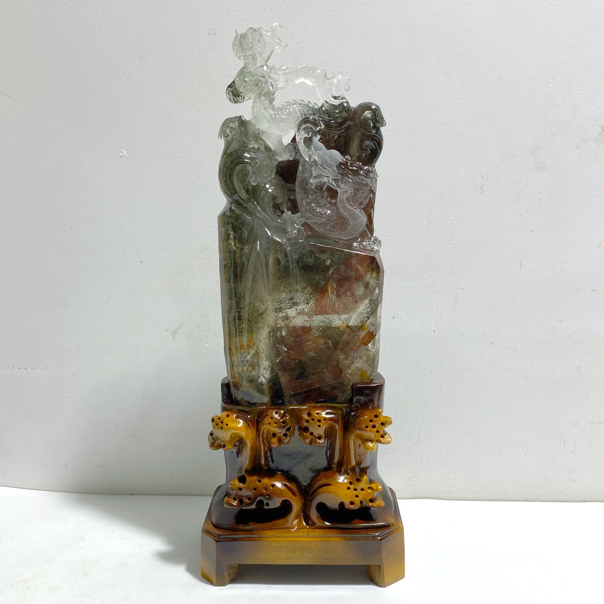 Unique Chinese Dragon Garden Quartz Carving Home Decor