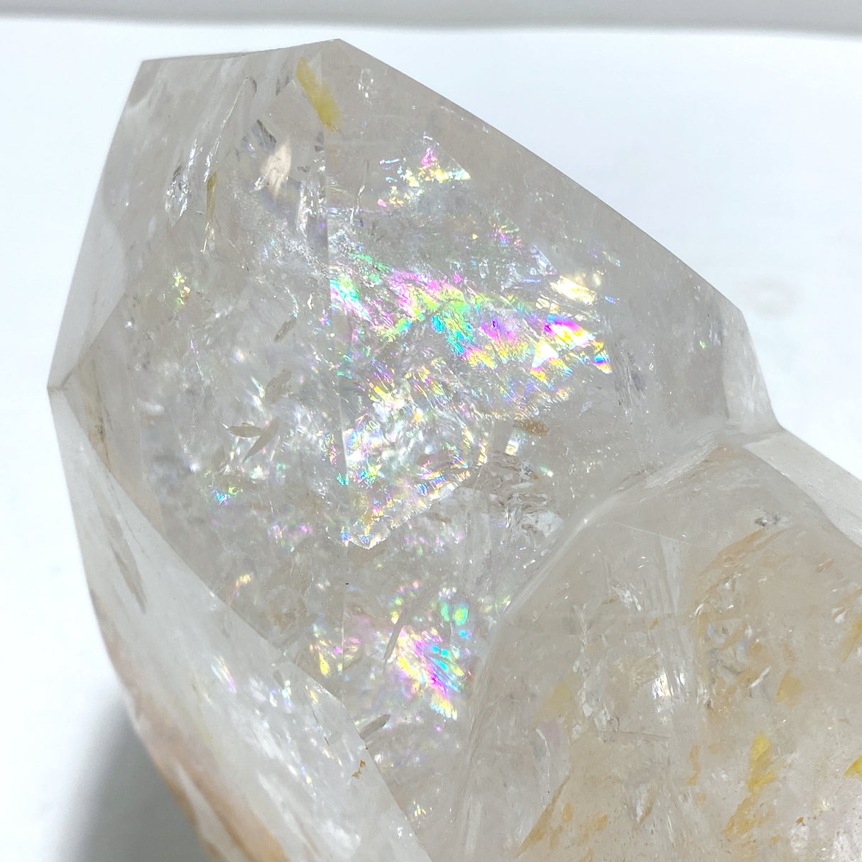 Unique Fire Quartz Dentritic Quartz Double Point With Rainbow With Stand