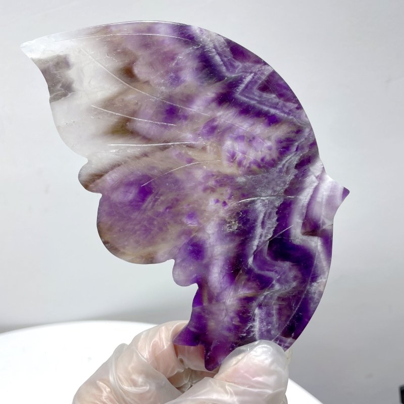 Chevron Amethyst Butterfly Wing Carving With Stand - Wholesale Crystals