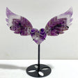 Chevron Amethyst Heart Wing Carving With Stand - Wholesale Crystals