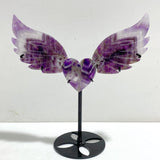 Chevron Amethyst Heart Wing Carving With Stand - Wholesale Crystals