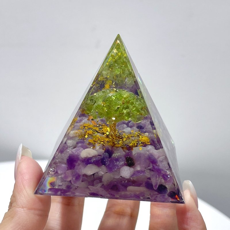 Chevron Amethyst Peridot Orgone Pyramid Wholesale - Wholesale Crystals