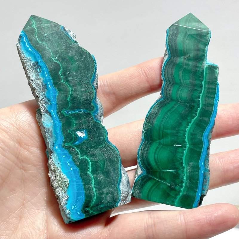 Chrysocolla Mixed Malachite Raw Side Point Tower Wholesale - Wholesale Crystals