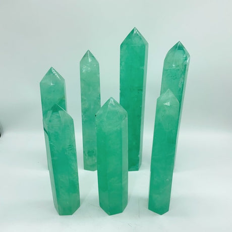Clear Green Fluorite Tower Points Wholesale 5.5-8.6in(14-22cm) -Wholesale Crystals