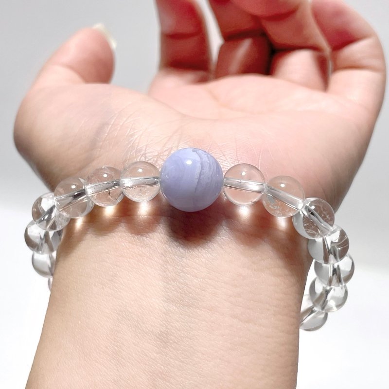 Clear Quartz Mixed Blue Lace Agate Bracelet Wholesale - Wholesale Crystals