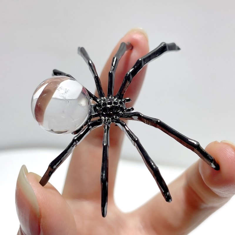 Clear Quartz Unakite Sphere Spider Ornament Handmade Alloy Spider Wholesale - Wholesale Crystals