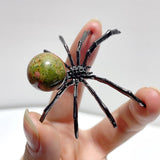 Clear Quartz Unakite Sphere Spider Ornament Handmade Alloy Spider Wholesale - Wholesale Crystals