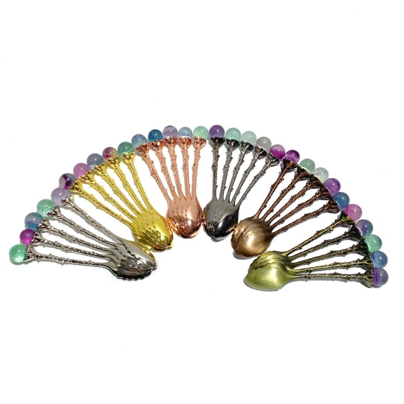 Colorful Fluorite Sphere Coffee Spoon Wholesale - Wholesale Crystals