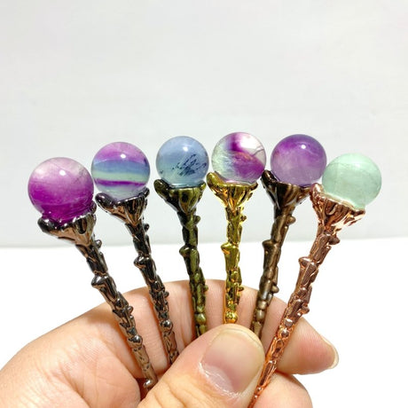 Colorful Fluorite Sphere Coffee Spoon Wholesale - Wholesale Crystals