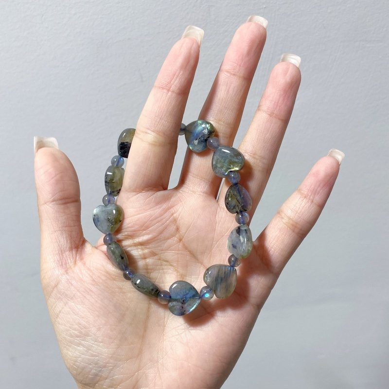 Colorful Labradorite Heart Purple Yellow Blue High Quality Bracelet Wholesale - Wholesale Crystals