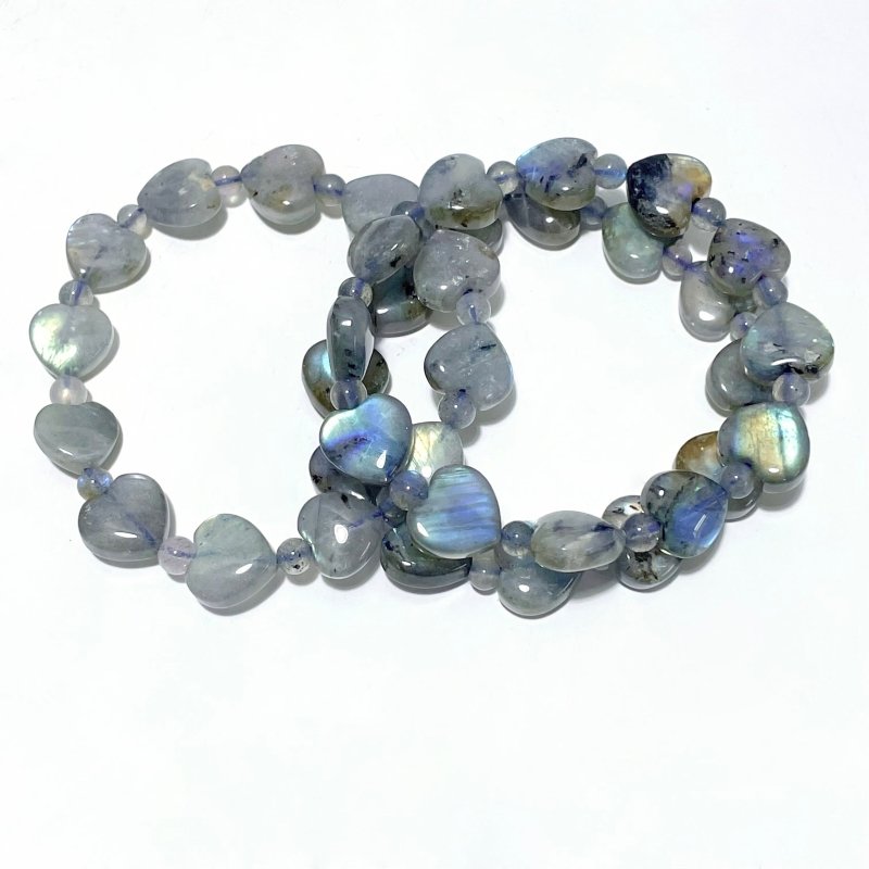 Colorful Labradorite Heart Purple Yellow Blue High Quality Bracelet Wholesale - Wholesale Crystals