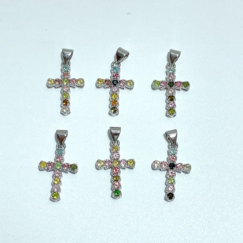 Colorful Tourmaline Cross Shape Pendant Wholesale - Wholesale Crystals