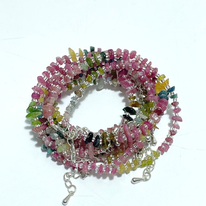 Colorful Tourmaline Gravel Chips 0.27in(7mm) Bracelet Wholesale - Wholesale Crystals