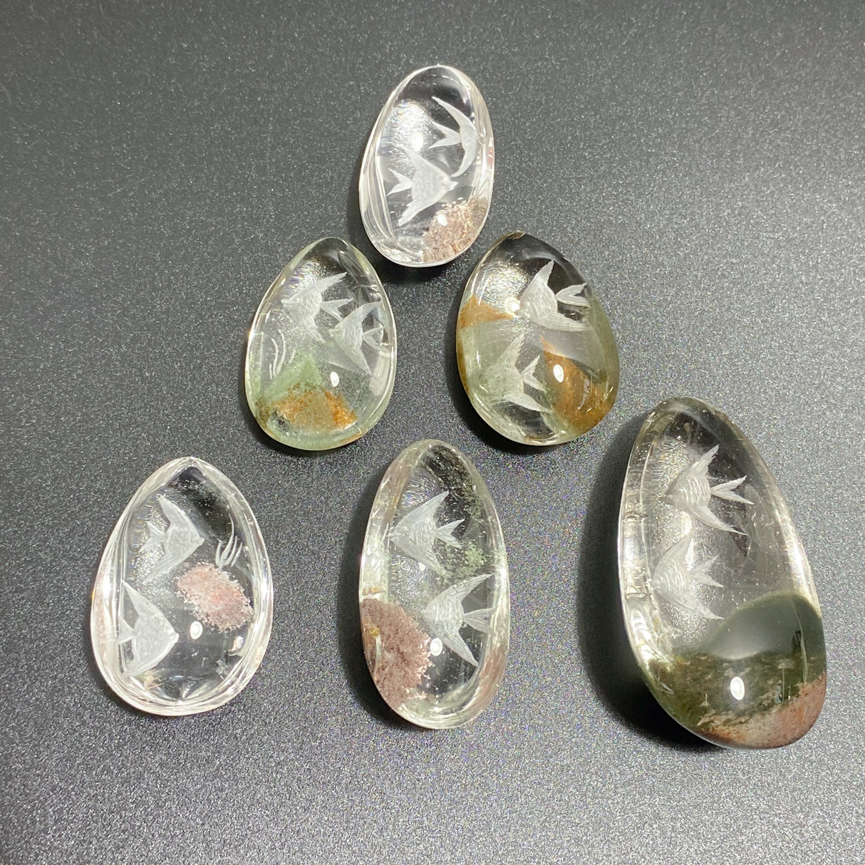 6 Pieces Fish Garden Quartz Inner Scene Carving