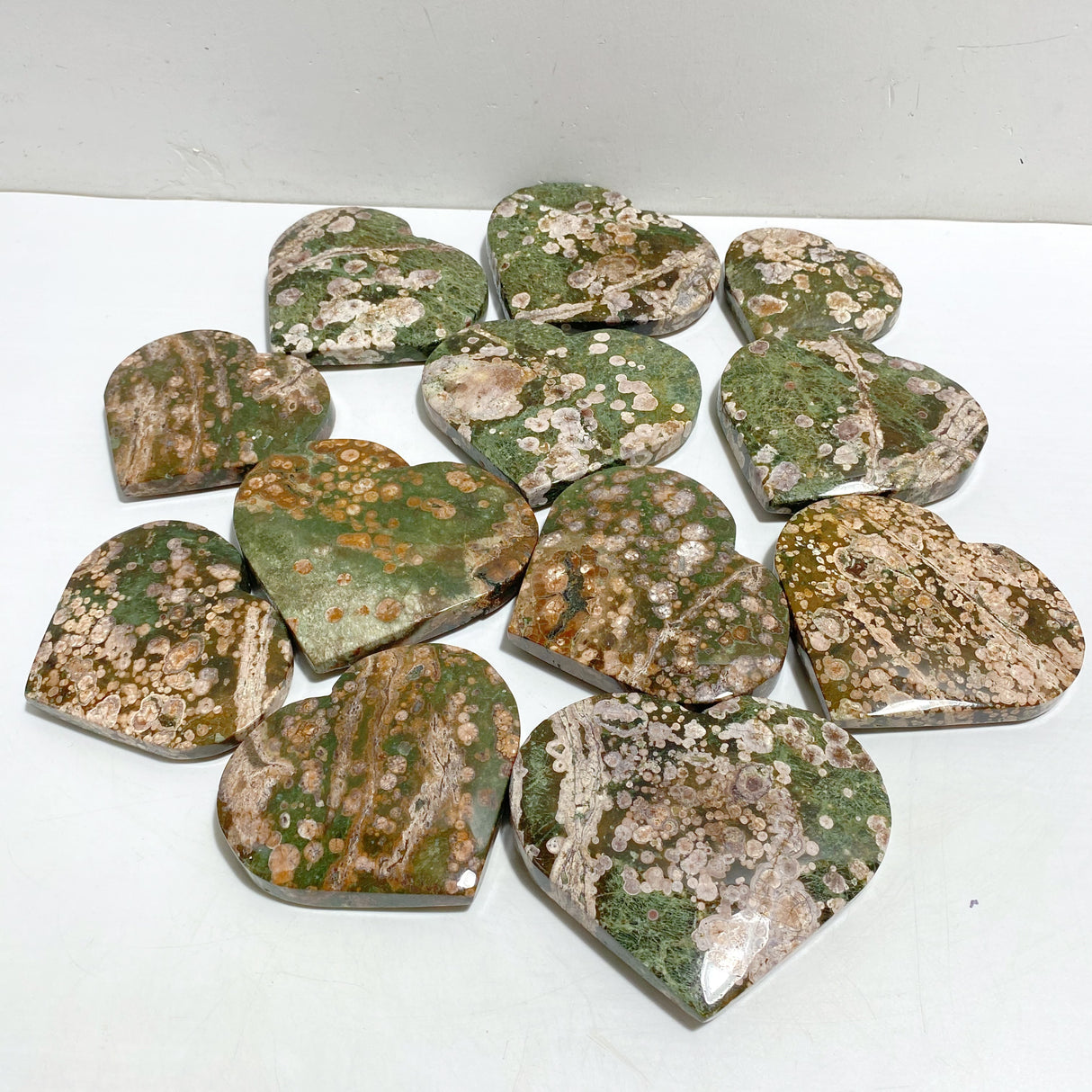12 Pieces Large Rainforest Jasper Heart #2