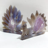 2 Pieces Geode Agate Druzy Nine-tailed Fox Carving #20