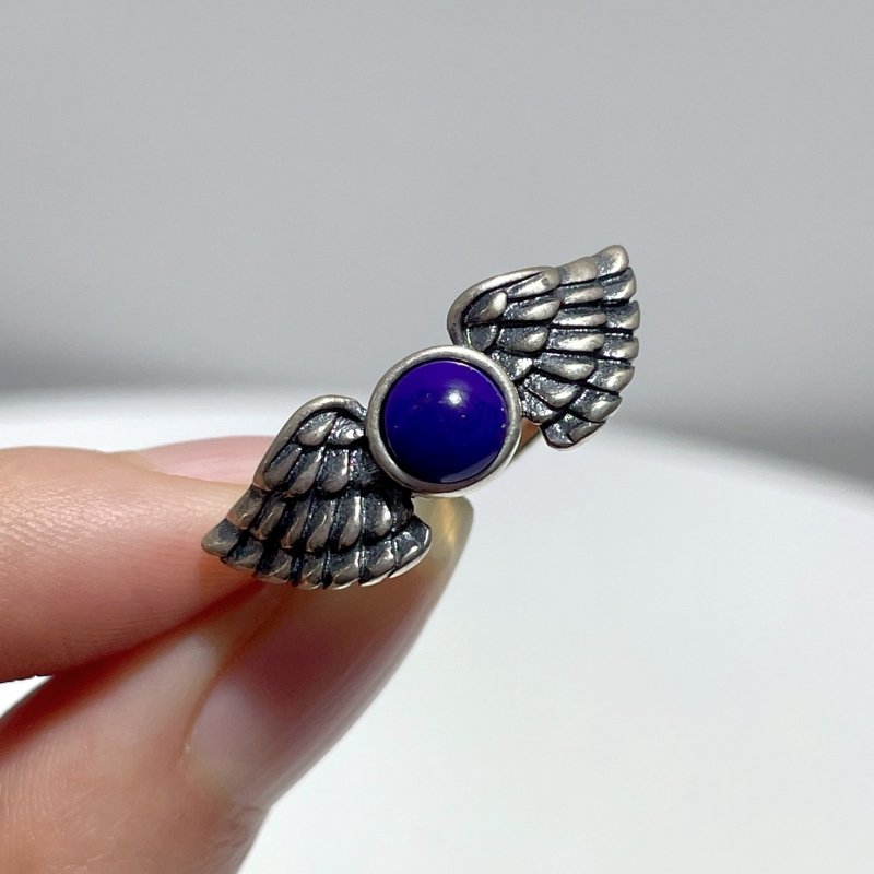 #D16 Silver Rings Wing Shape Wholesale Charoite Lapis Lazuli - Wholesale Crystals