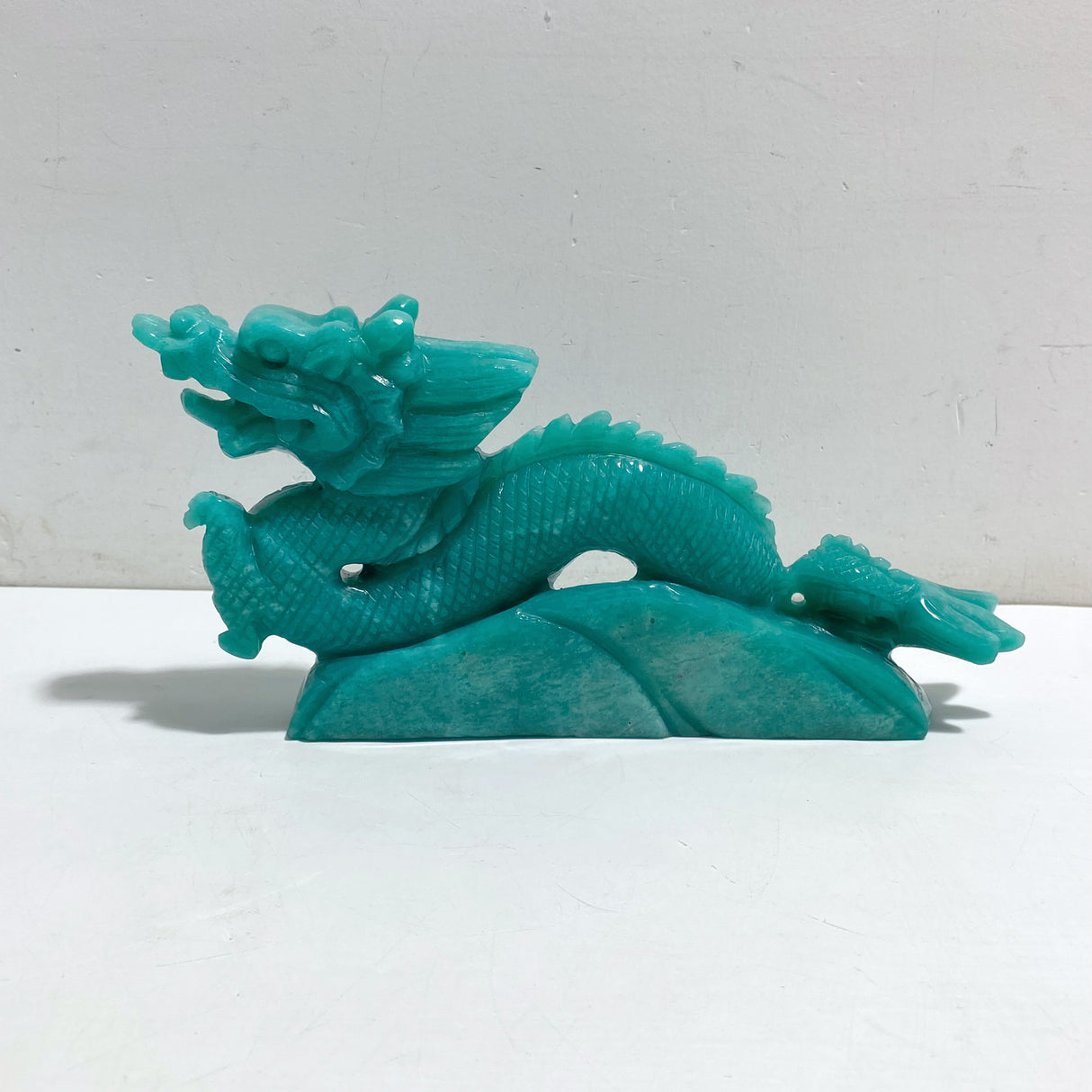 High Quality Amazonite Chinese Dragon Crystal Carving
