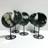 5 Pieces Africa Blood Stone Moon Carving With Stand