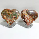 4 Pieces Large Money Agate Heart With Stand