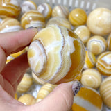 73 Pieces Stripe Yellow Calcite Spheres (Sea Freight Only)