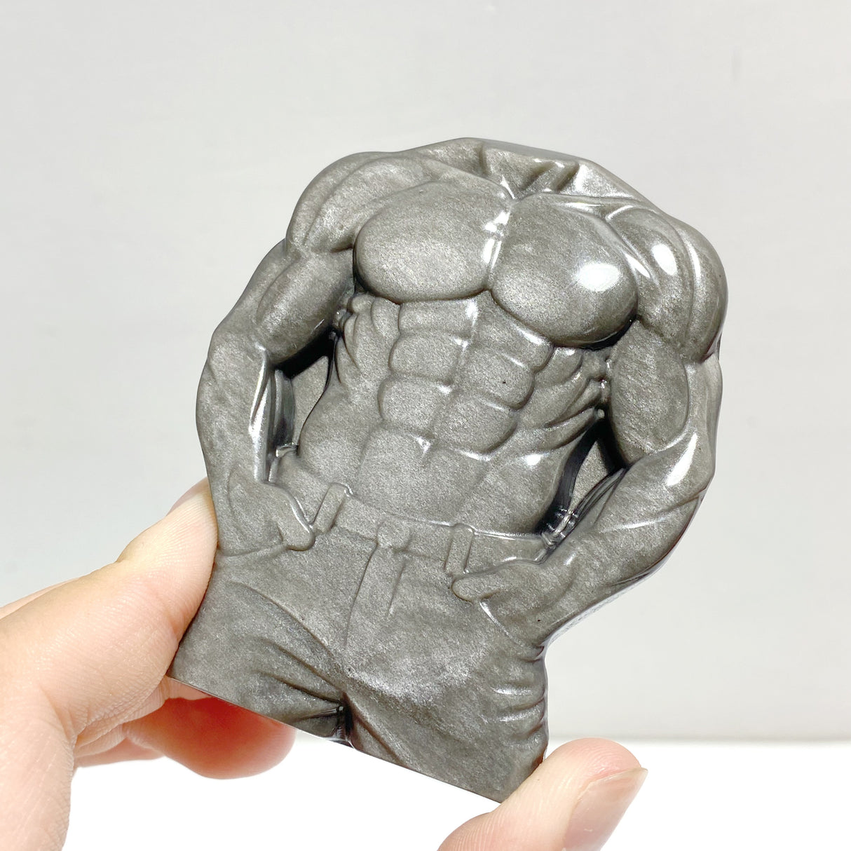 Silver Sheen Obsidian Male Body Carving Wholesale