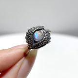 #D8 Silver Rings Eye Shape Wholesale Rutile Labradorite - Wholesale Crystals
