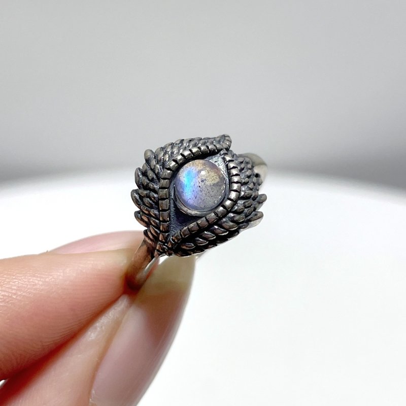 #D8 Silver Rings Eye Shape Wholesale Rutile Labradorite - Wholesale Crystals