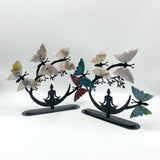 Mixed Materials Butterfly Wing Carving With Yoga Woman Stand Wholesale